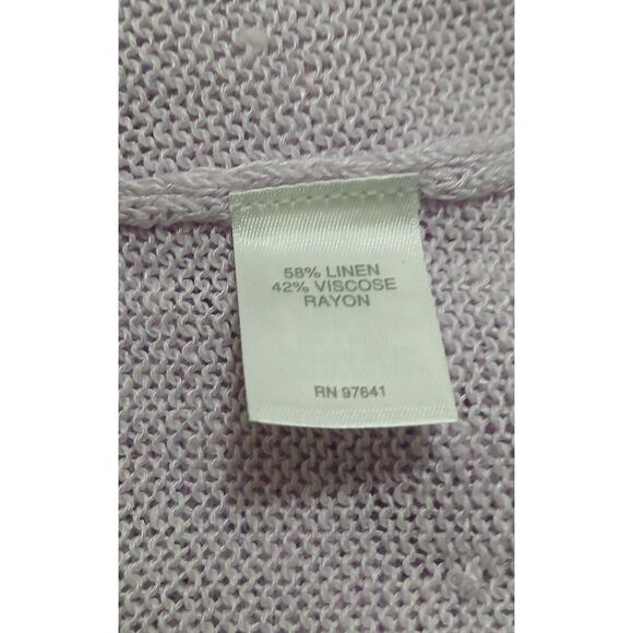 J jill womens large linen viscose  open knit lavender purple cardigan topper - Picture 6 of 7
